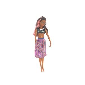 2017 Barbie Pink Streaks Long Skirt Crop Top‎ Outfit Dark Skin 11" high